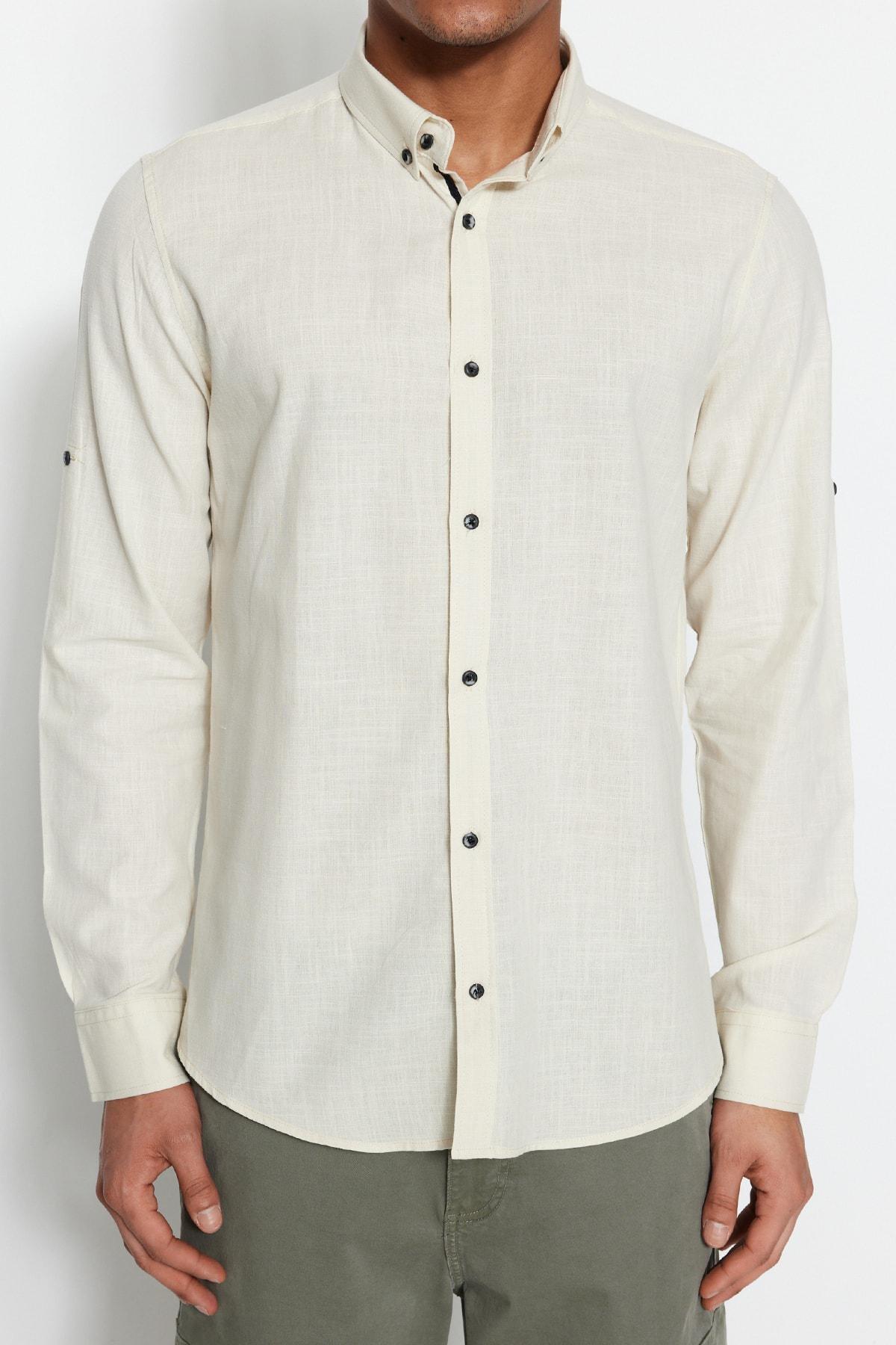 Grey Button Placket Slim Shirt, , large image number 8