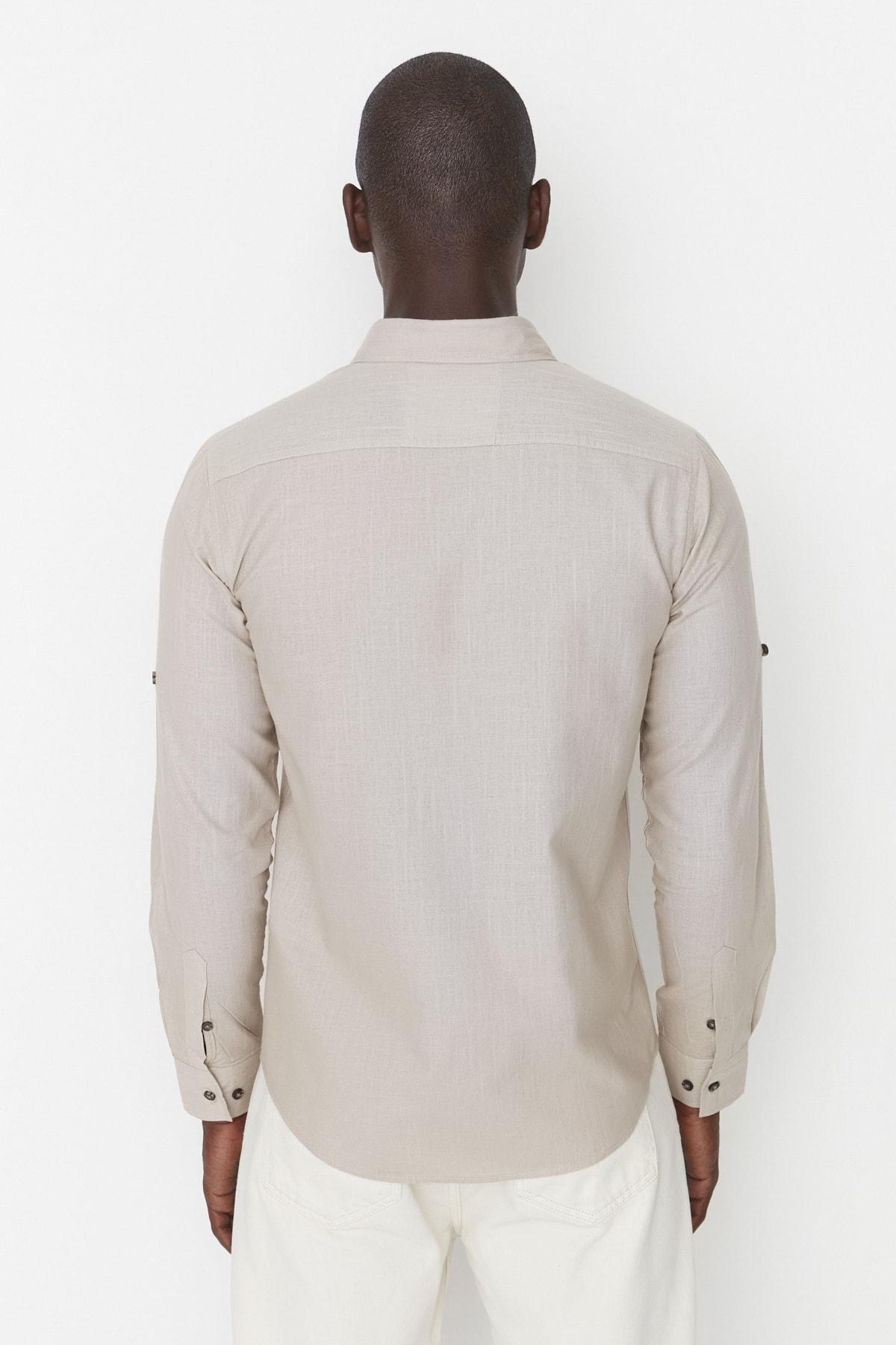 Grey Button Placket Slim Shirt, , large image number 9