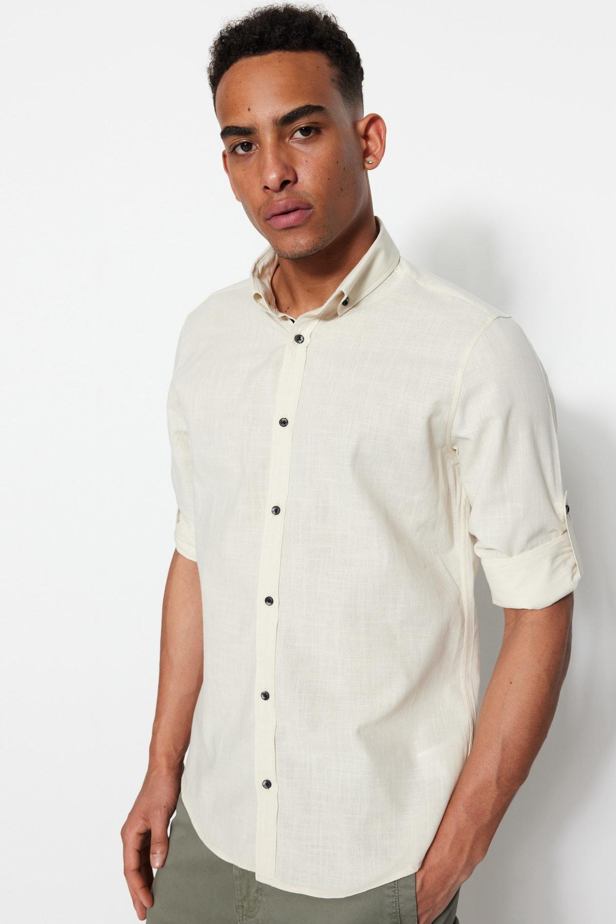 Grey Button Placket Slim Shirt, , large image number 10