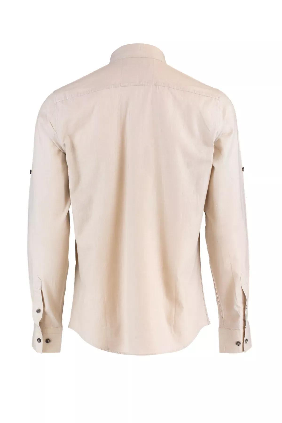 Grey Button Placket Slim Shirt, Gray, large image number 14