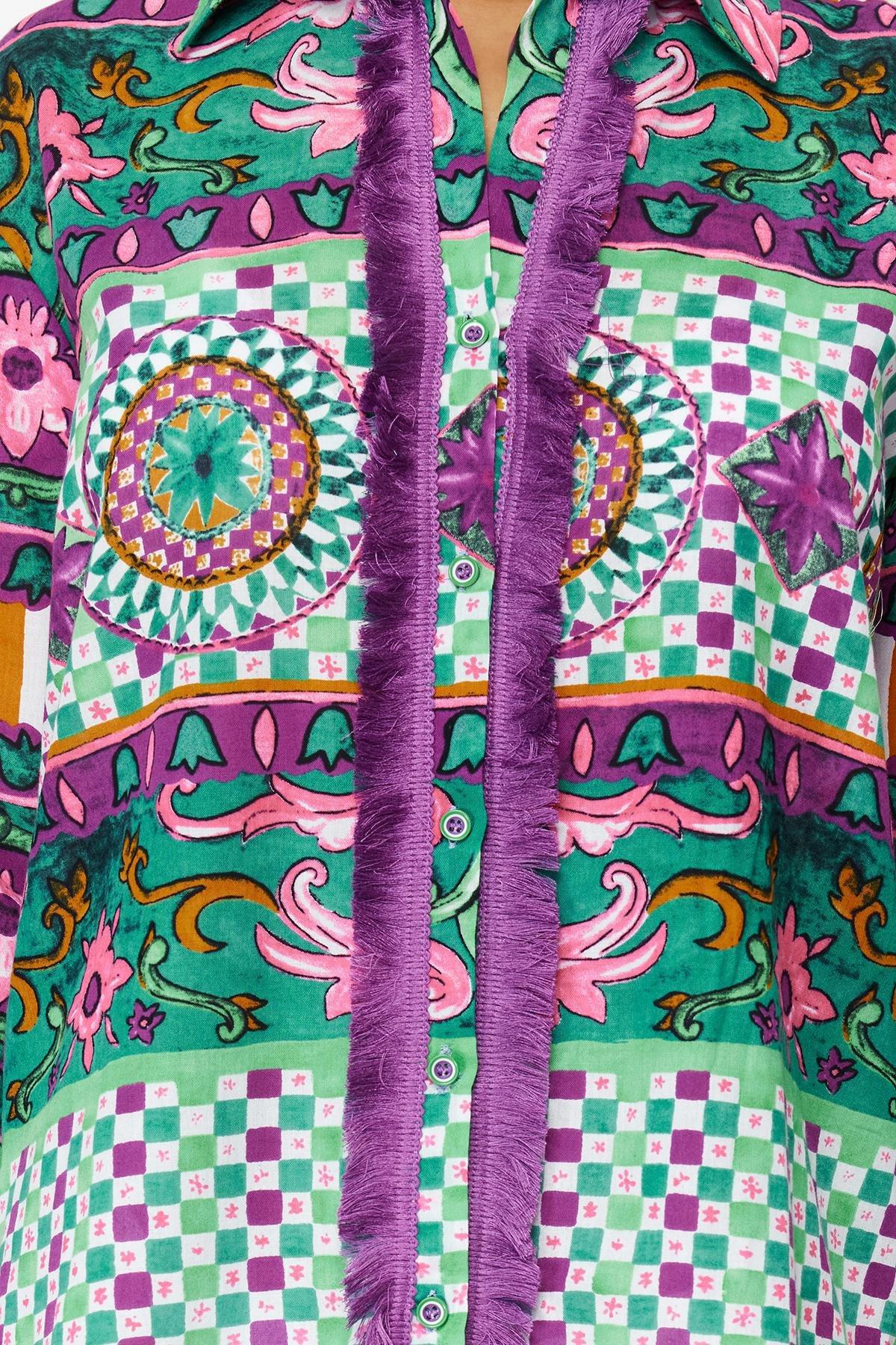 Purple Ethnic Pattern Shirt, , large image number 3