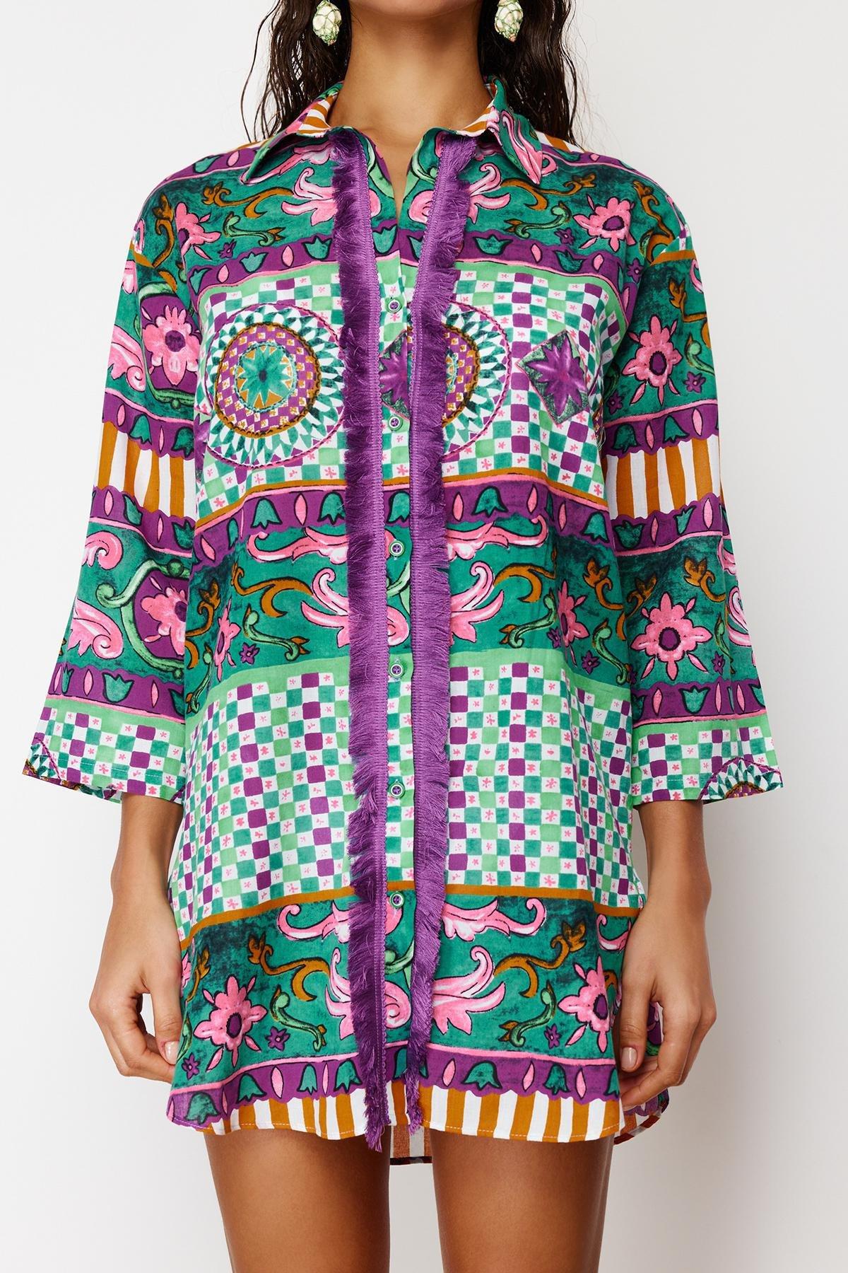 Purple Ethnic Pattern Shirt, Purple, large image number 5