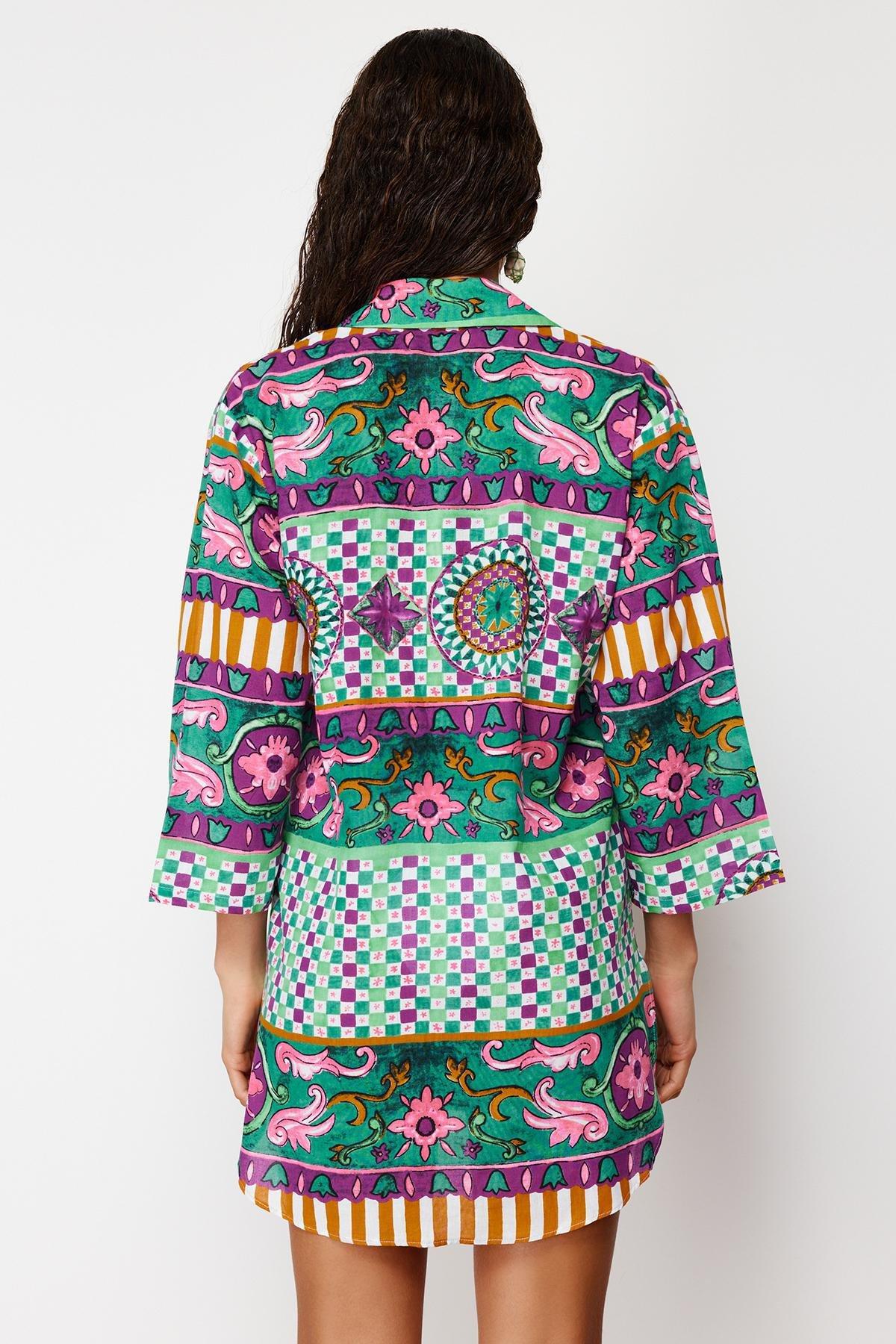 Purple Ethnic Pattern Shirt, Purple, large image number 7