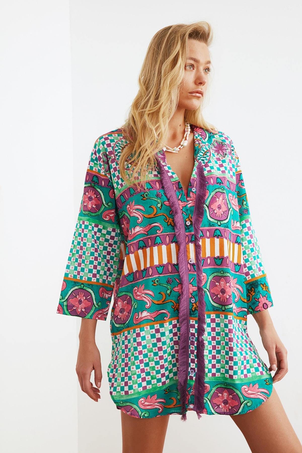 قميص بنمط منقوش، بنفسجي, Purple, large image number 8