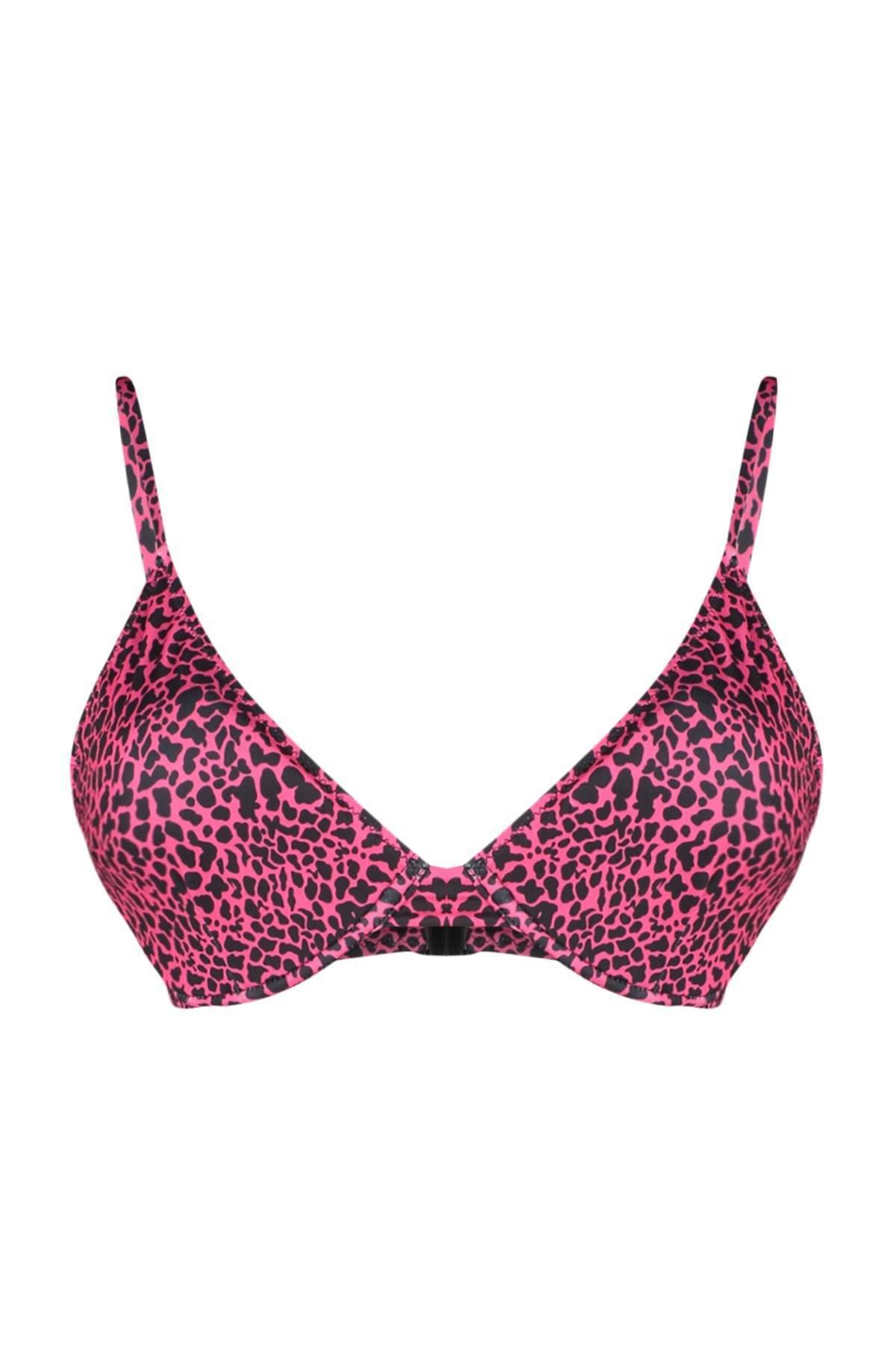 Pink Animal Print Plus Size Bikini Top, , large image number 5