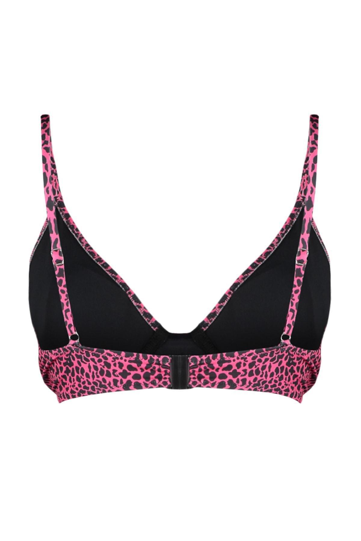 Pink Animal Print Plus Size Bikini Top, , large image number 6