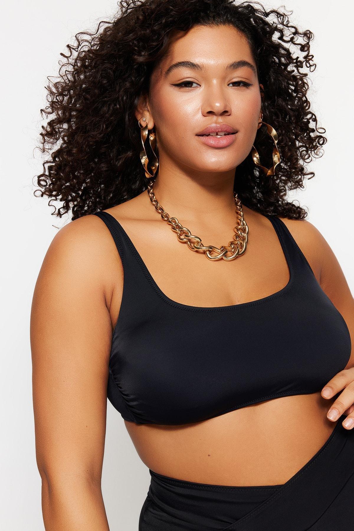 Black Plus Size Bikini Top, , large image number 1