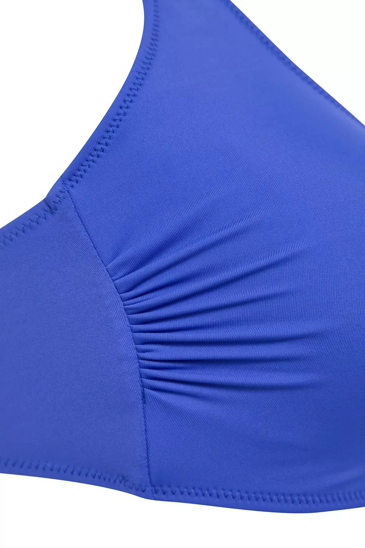 Blue Square Neck Bralette Plus-Size Bikini Top, Blue, large image number 5