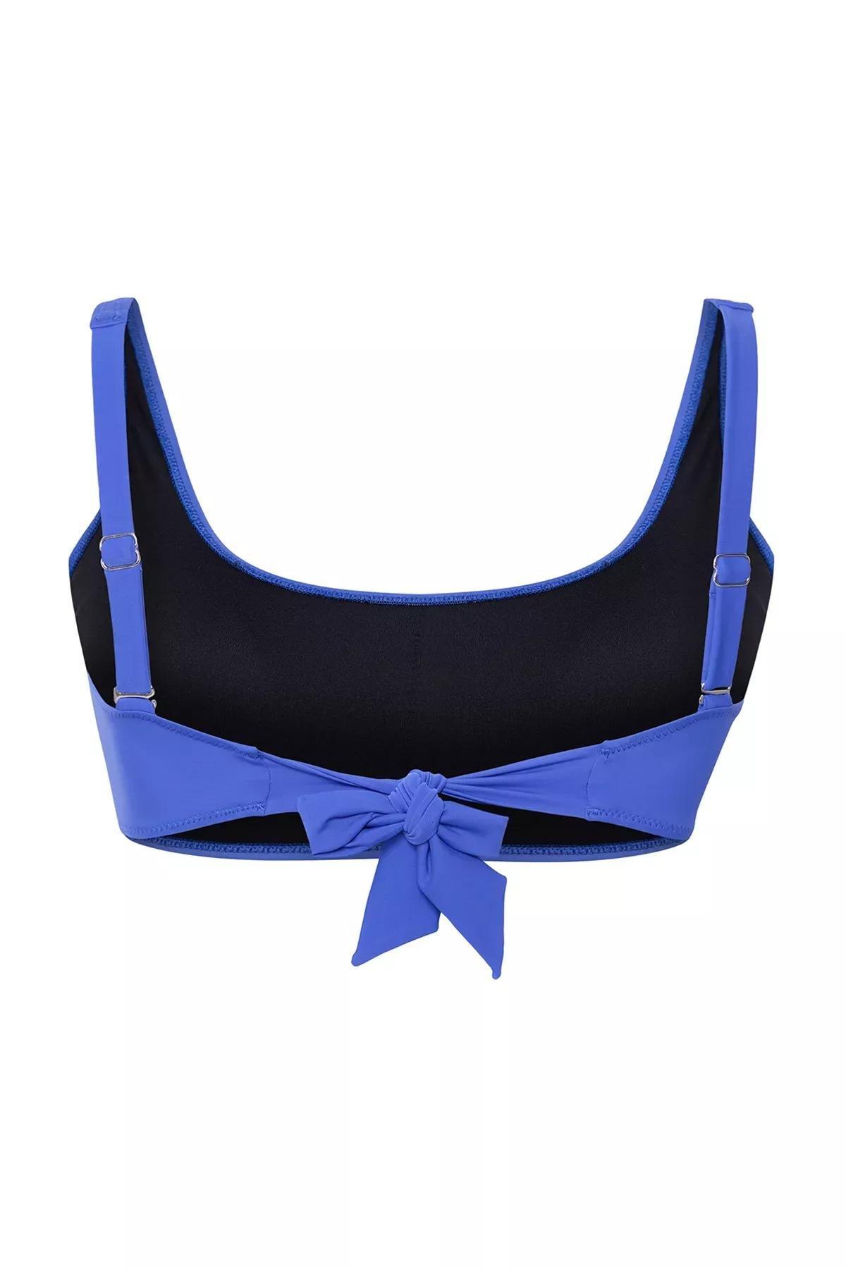 Blue Square Neck Bralette Plus-Size Bikini Top, Blue, large image number 6