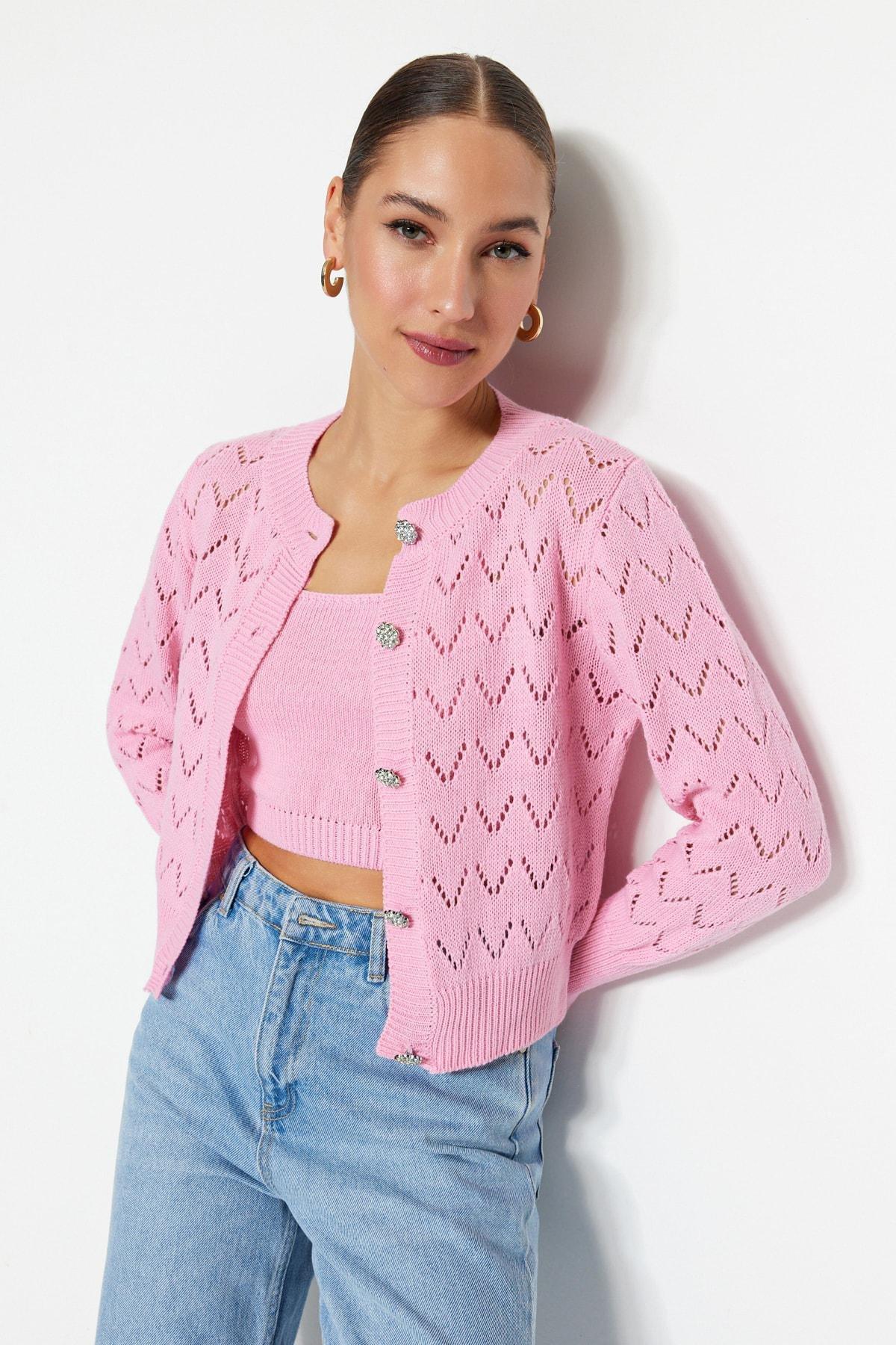 Pink Fit Cardigan, , large image number 0
