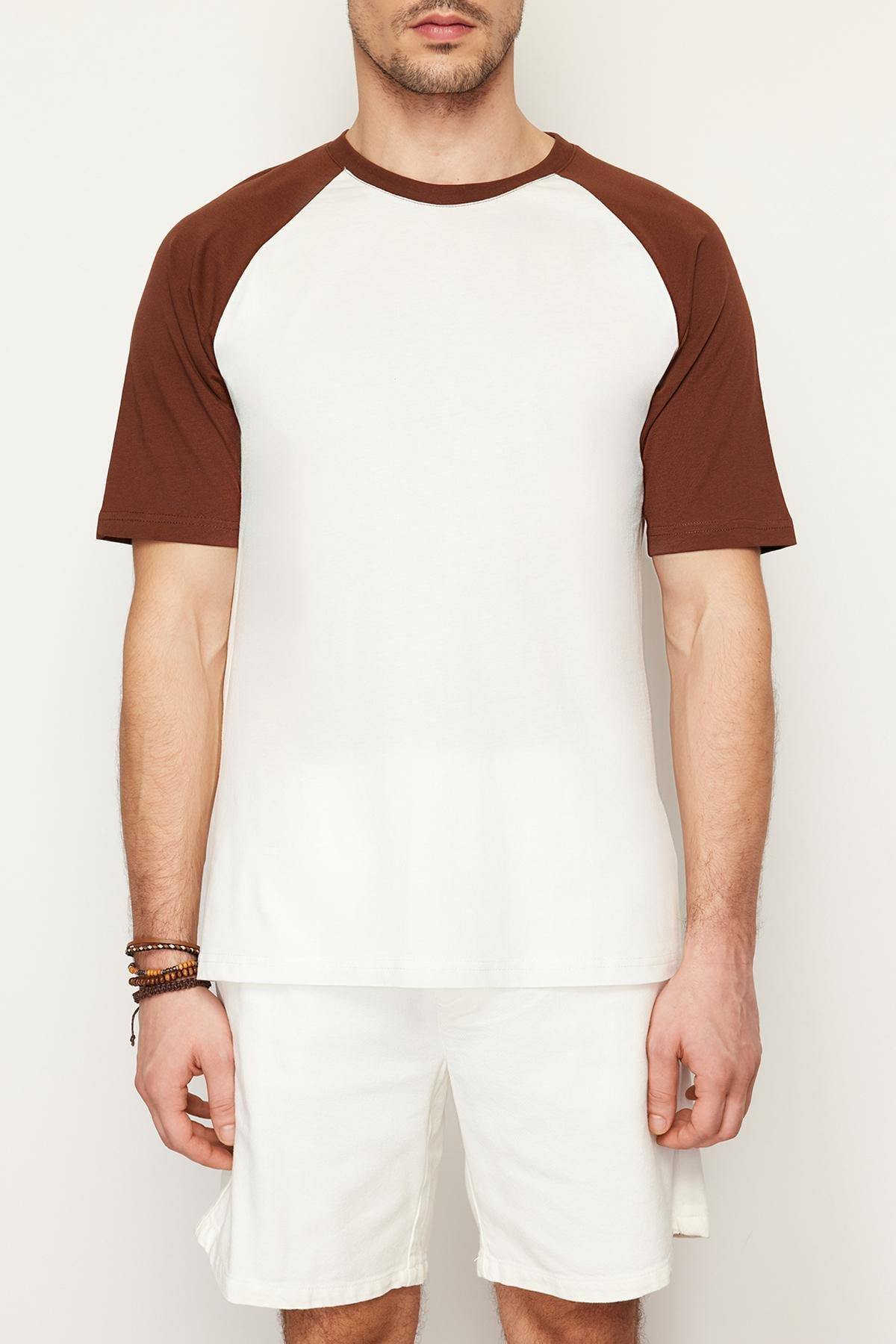 Brown Crew Neck Short Sleeve T-Shirt, , large image number 3