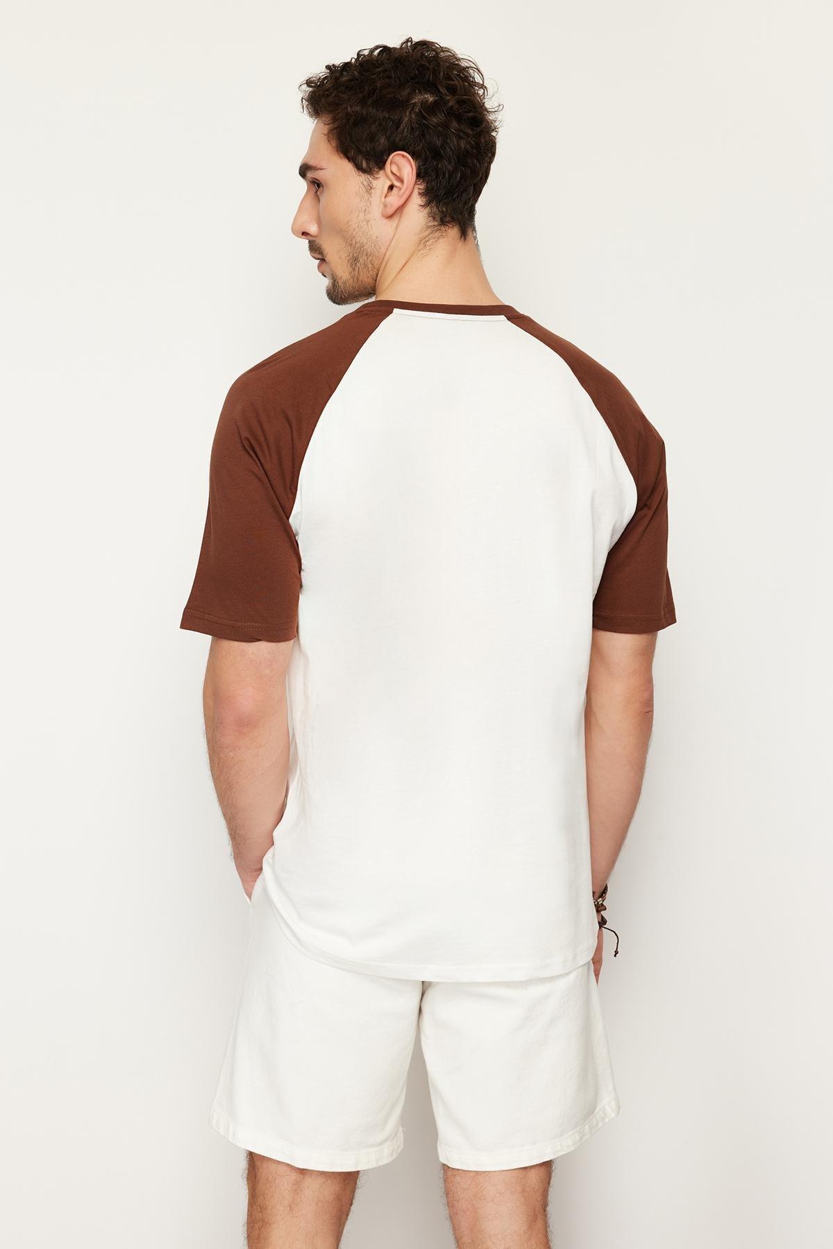 Brown Crew Neck Short Sleeve T-Shirt, , large image number 4