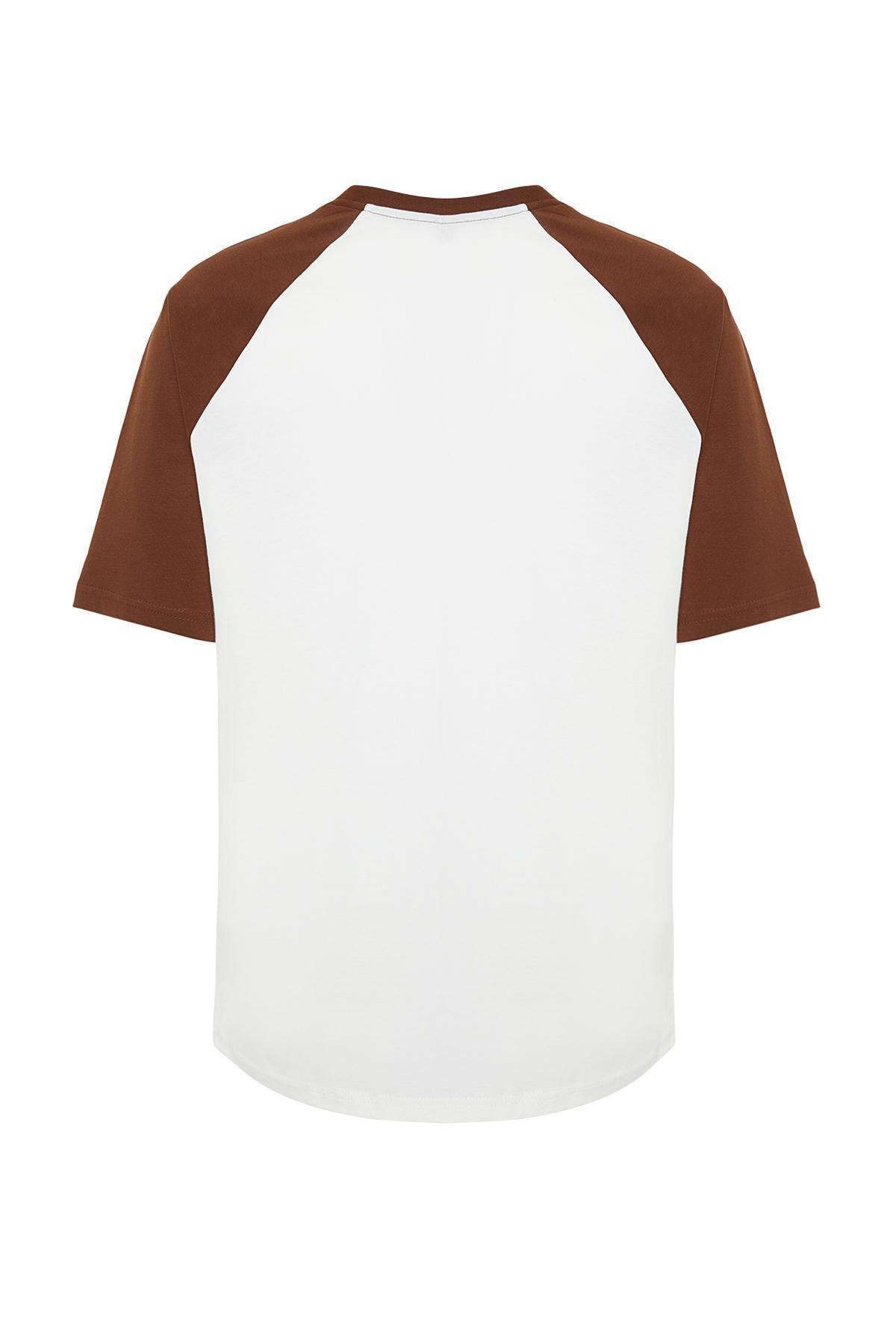 Brown Crew Neck Short Sleeve T-Shirt, , large image number 5
