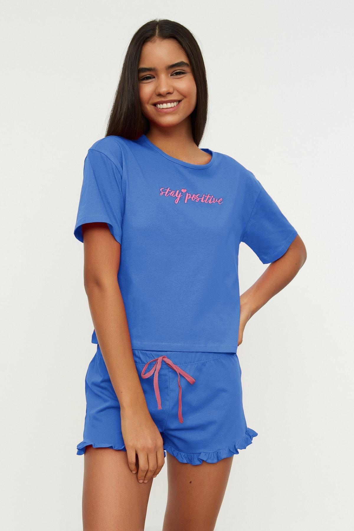 Navy Printed Pyjama Set, , large image number 4