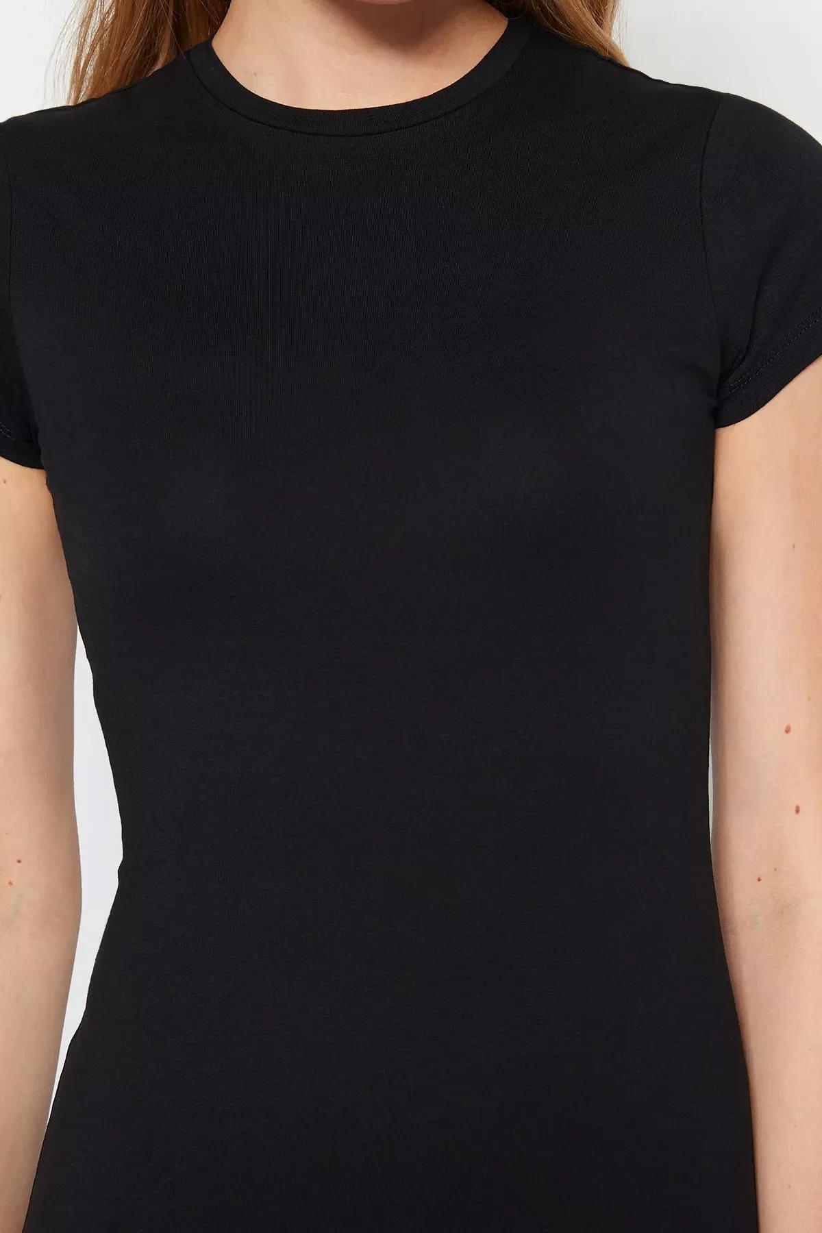 Black Crew Neck Bodycon Dress, , large image number 2