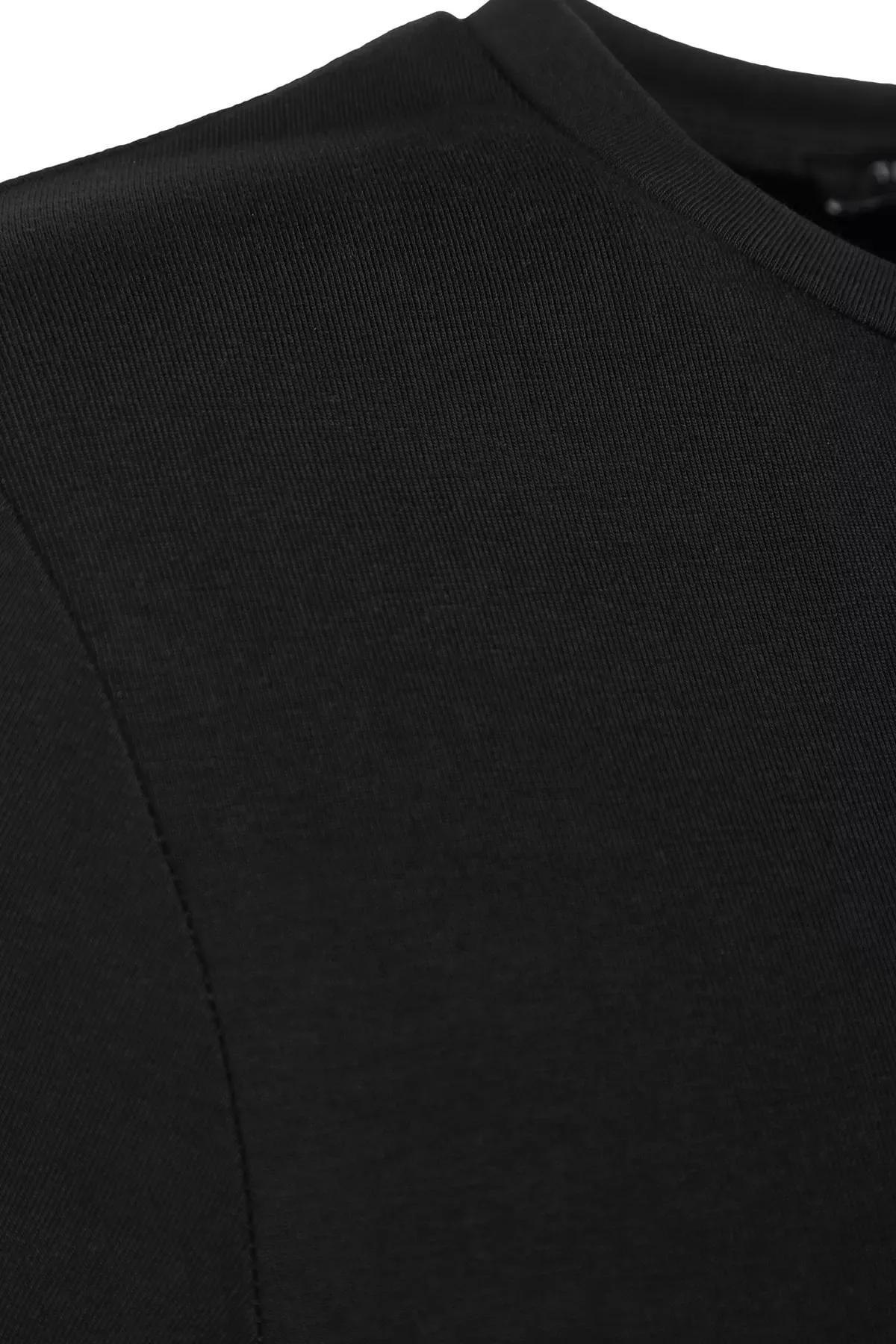 Black Crew Neck Bodycon Dress, , large image number 6