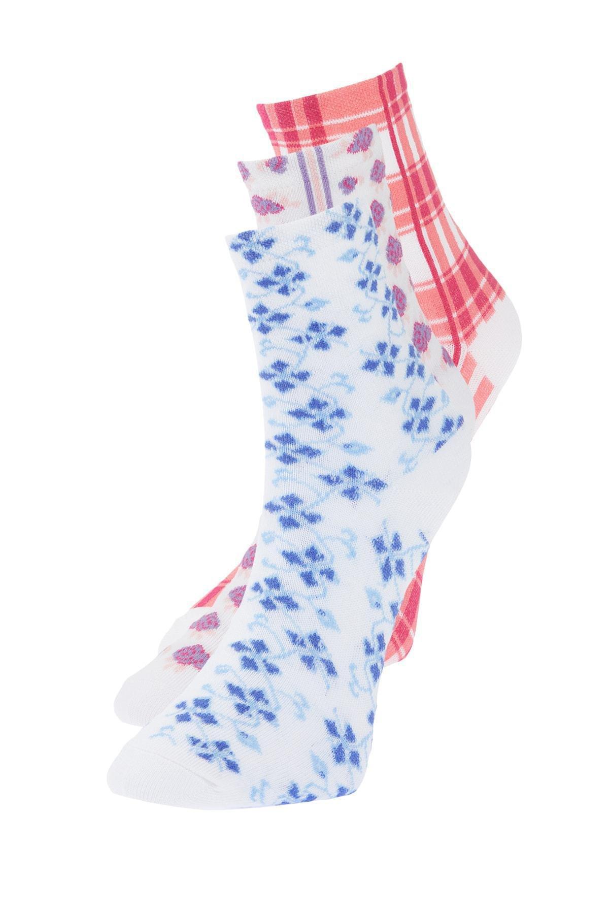 Multicolour Floral Socks , Set Of 3, , large image number 0