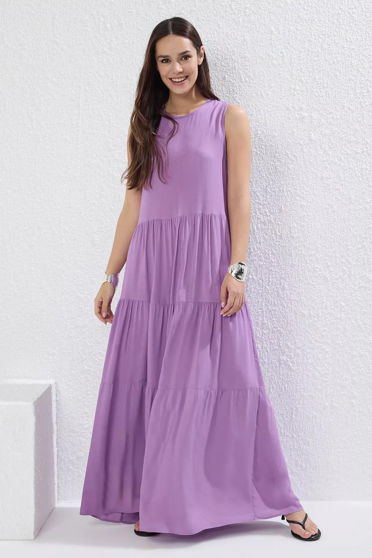 Purple Plain Maxi Dress, , large image number 0