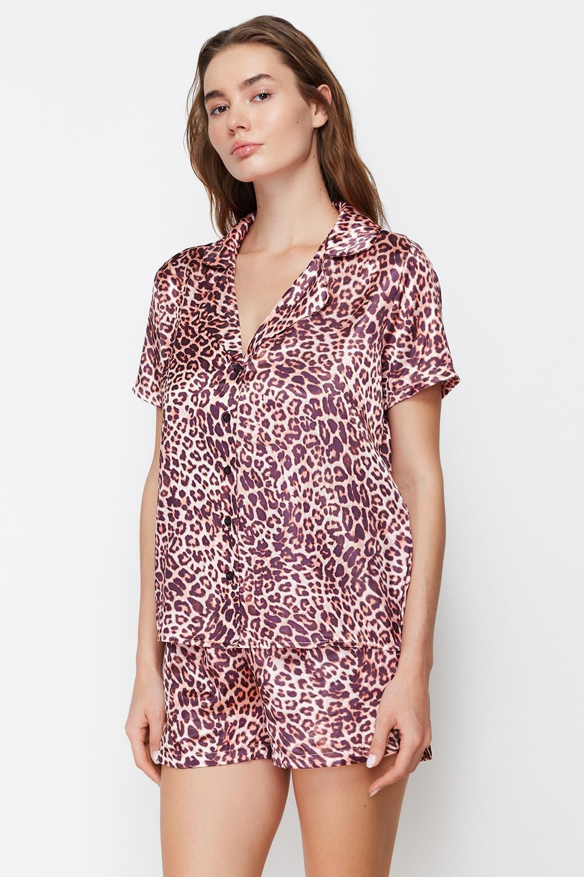 Multicolour Satin Animal Print Pajama Set, , large image number 5