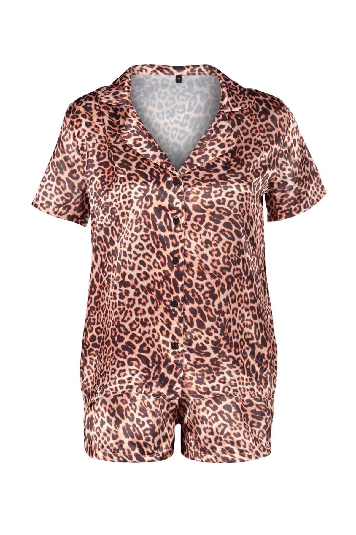 Multicolour Satin Animal Print Pajama Set, , large image number 7
