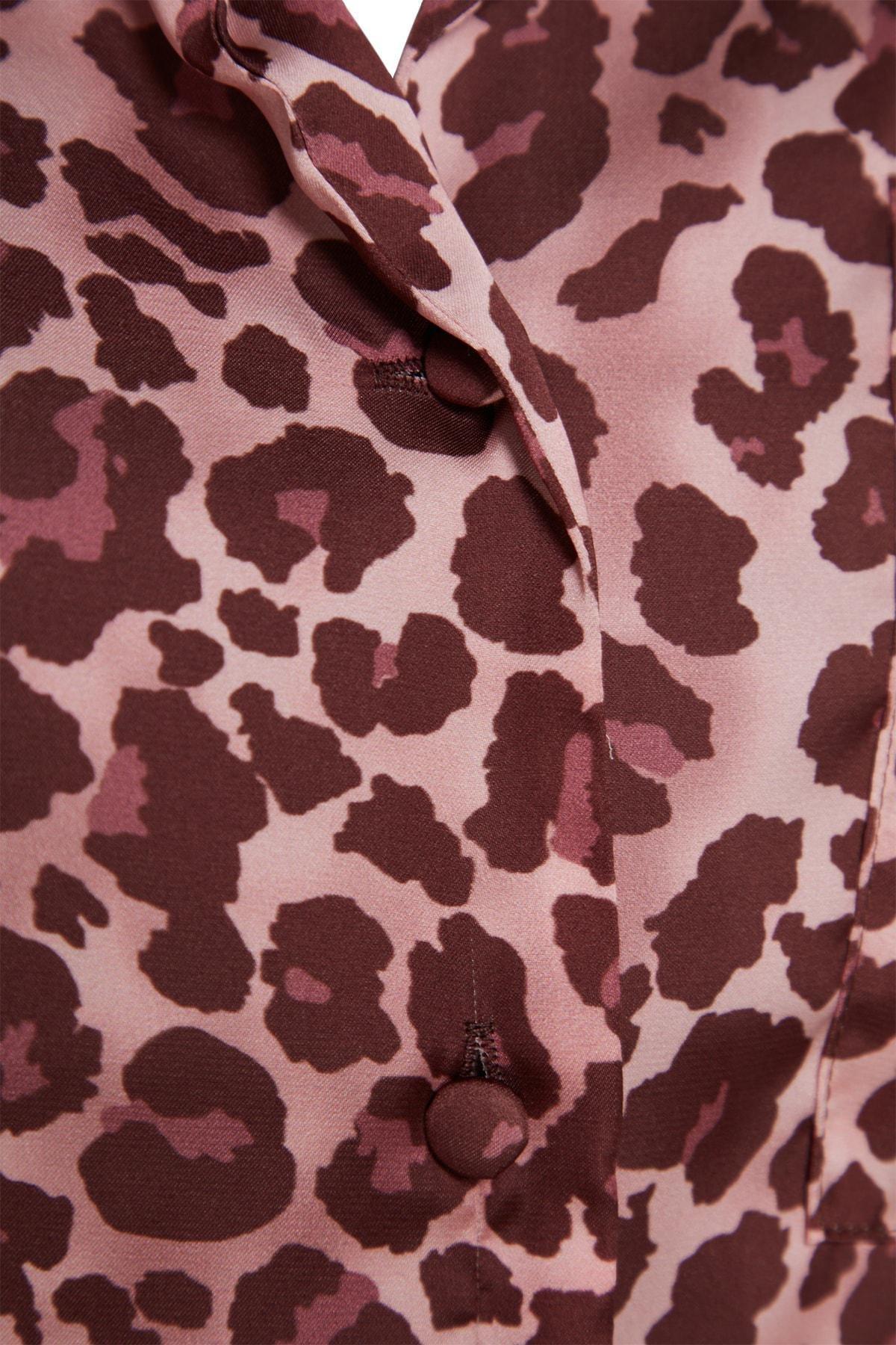 Pink Animal Print Mid Waist Pajama Set, , large image number 6