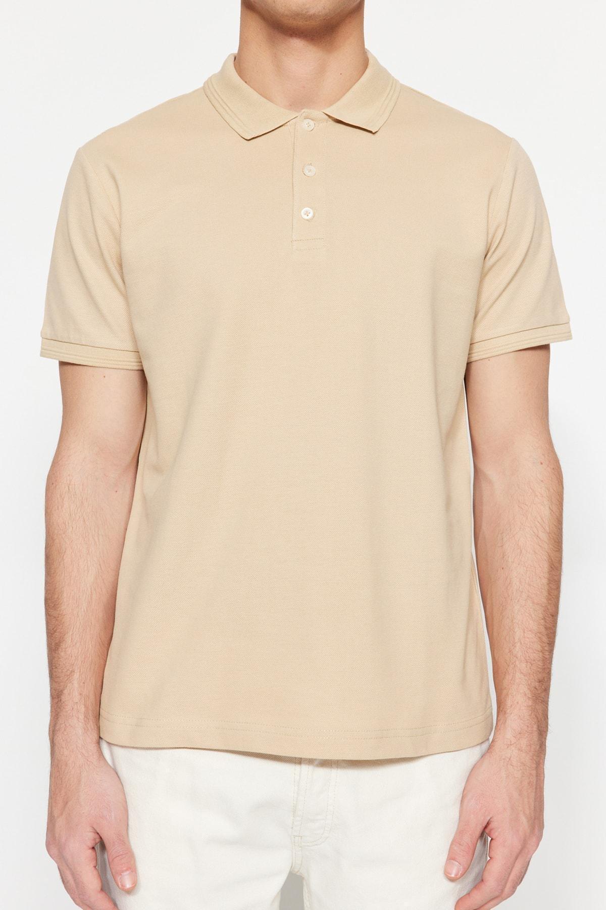 Beige Slim Polo T-Shirt, , large image number 2