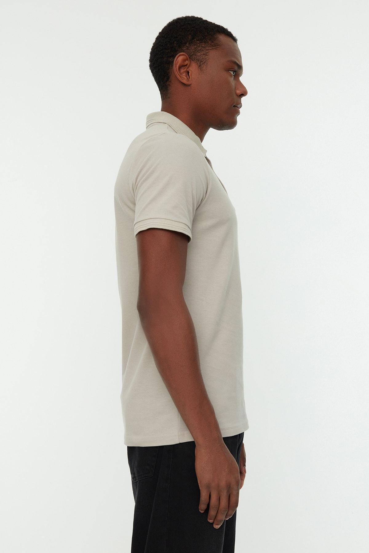 Beige Slim Polo T-Shirt, , large image number 3