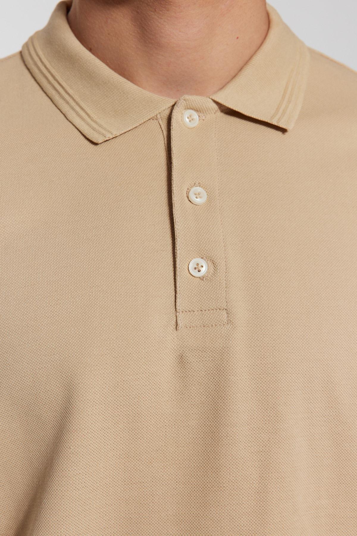 Beige Slim Polo T-Shirt, , large image number 4