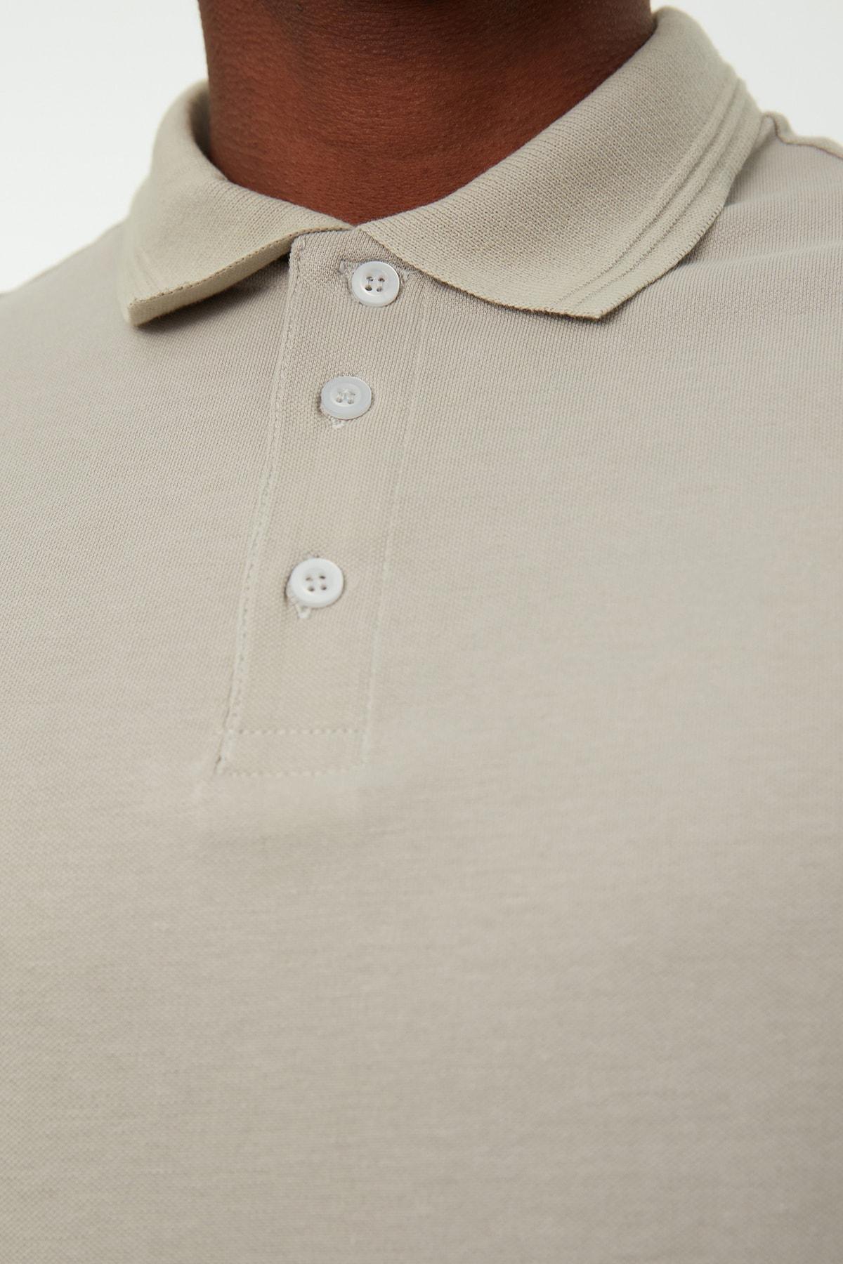 Beige Slim Polo T-Shirt, , large image number 5