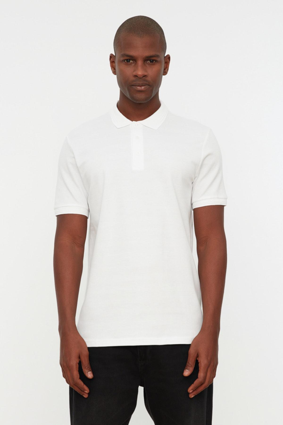 تيشيرت بولو بقصة سليم فت، أبيض, White, large image number 0