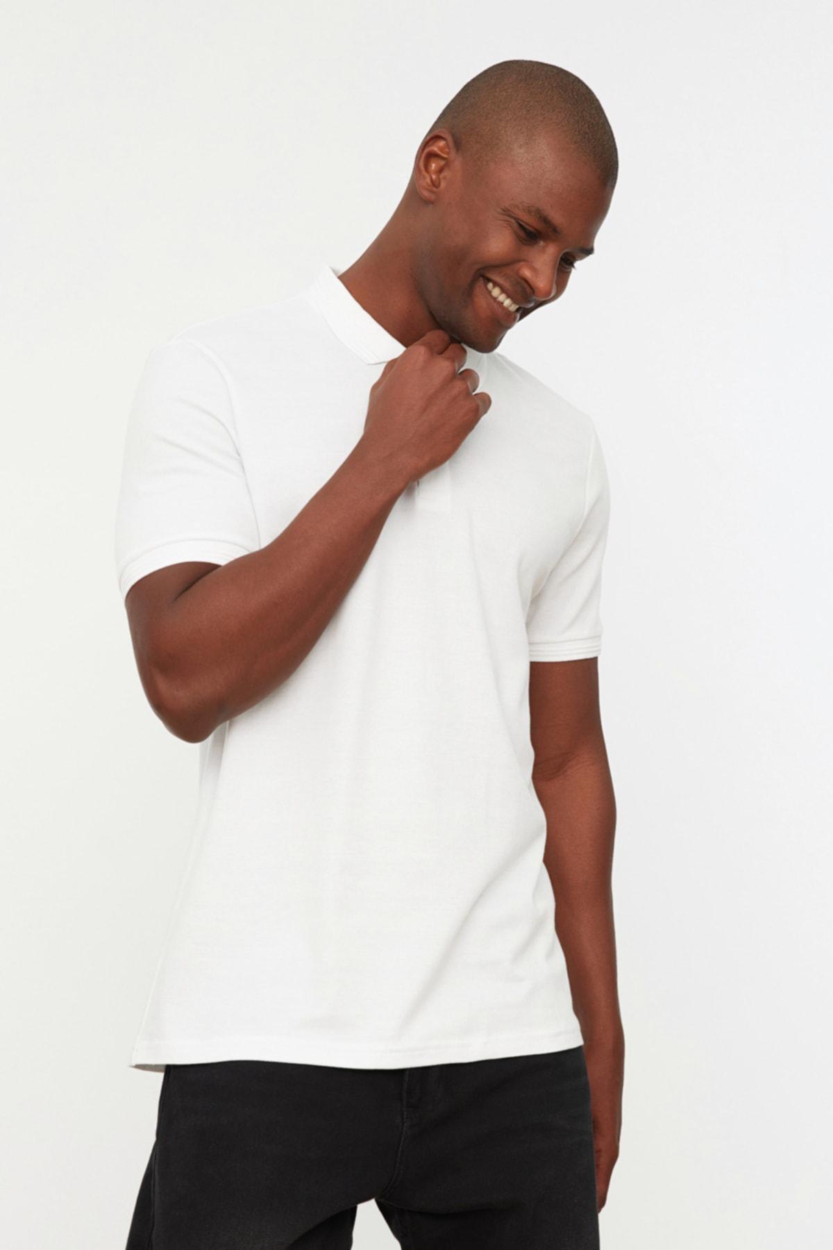 White Slim Polo T-Shirt, , large image number 3