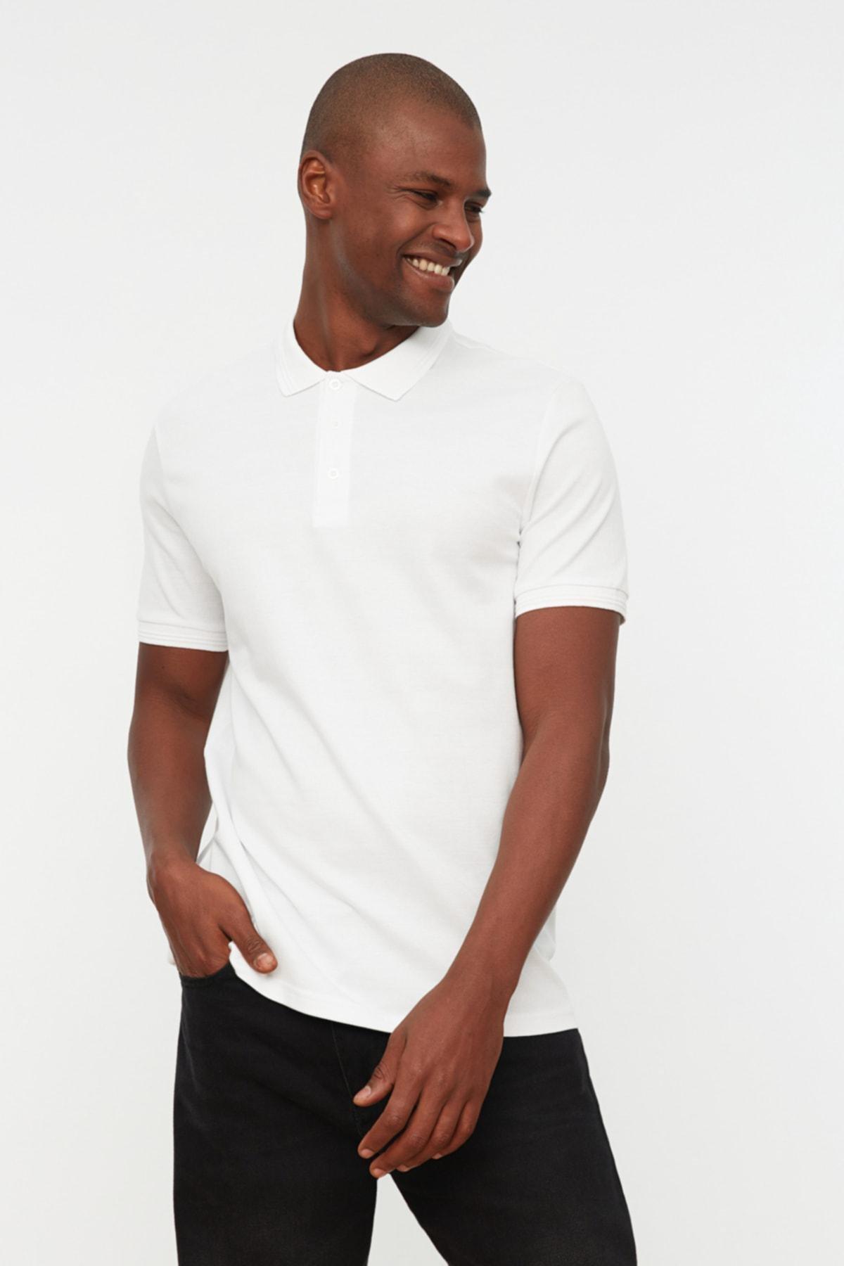 تيشيرت بولو بقصة سليم فت، أبيض, White, large image number 3