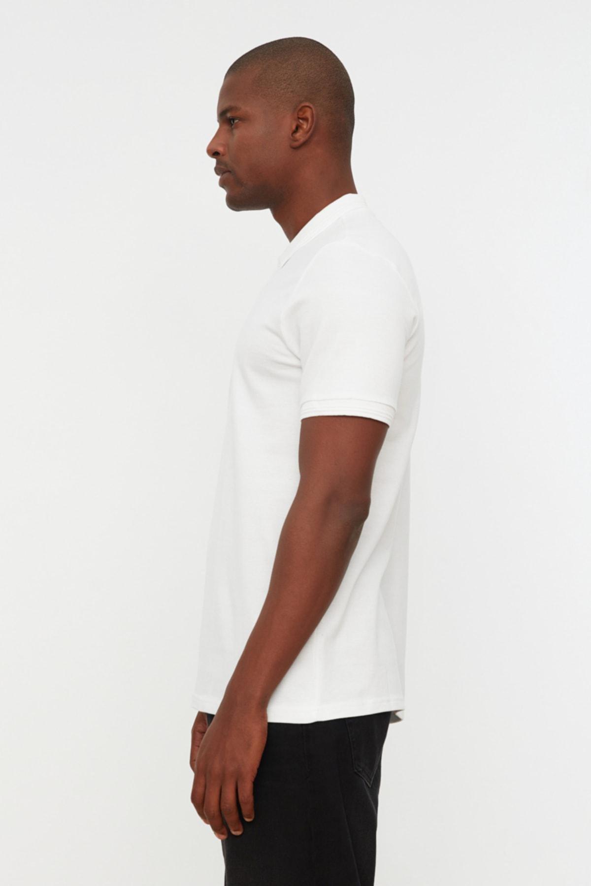 White Slim Polo T-Shirt, White, large image number 5