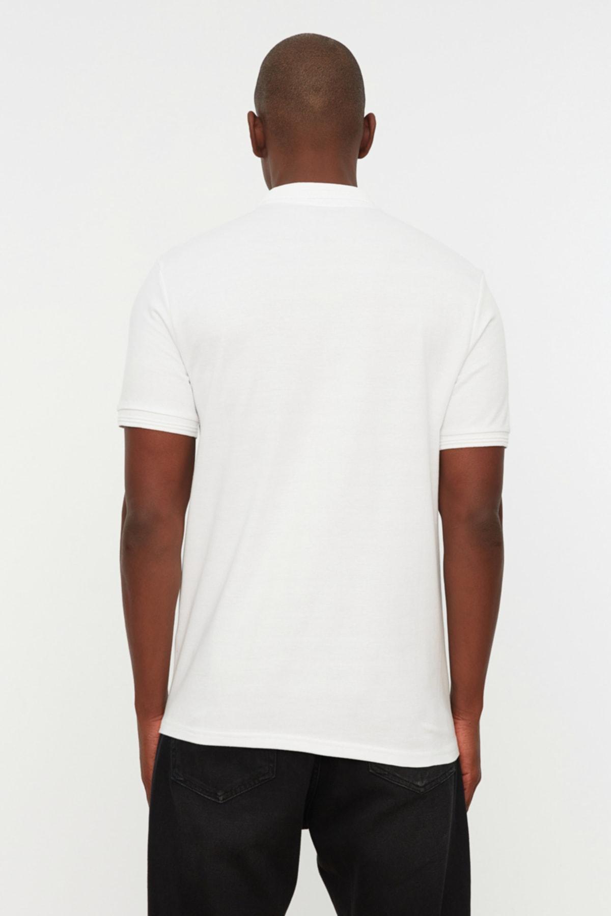 White Slim Polo T-Shirt, , large image number 6