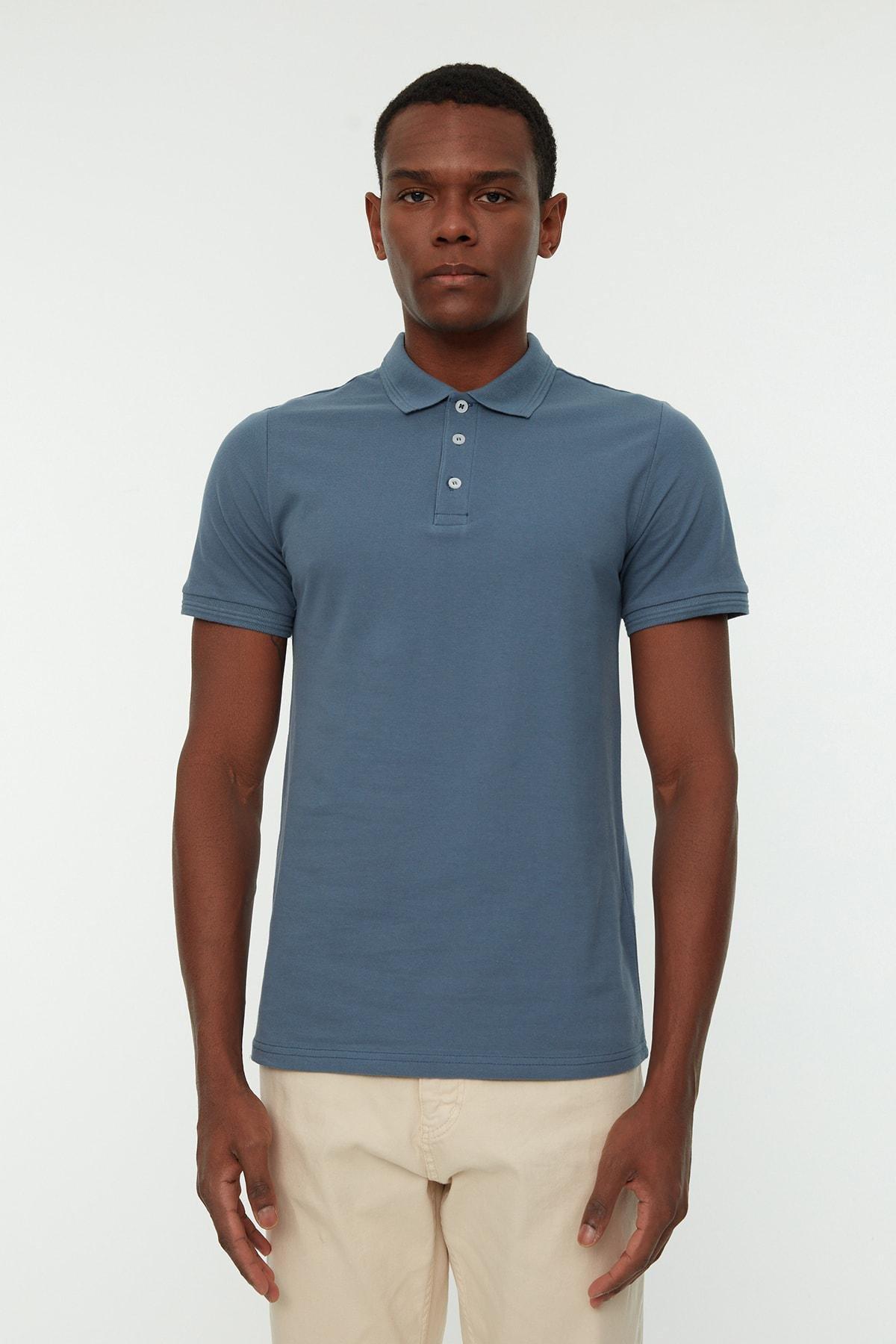 Navy Slim Polo T-Shirt, Dark blue, large image number 3