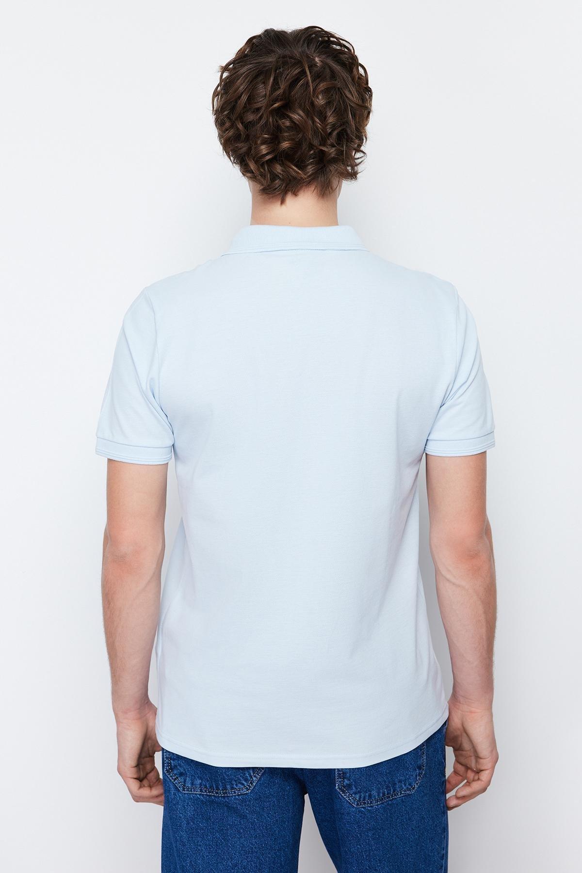 Blue Slim Polo T-Shirt, , large image number 4