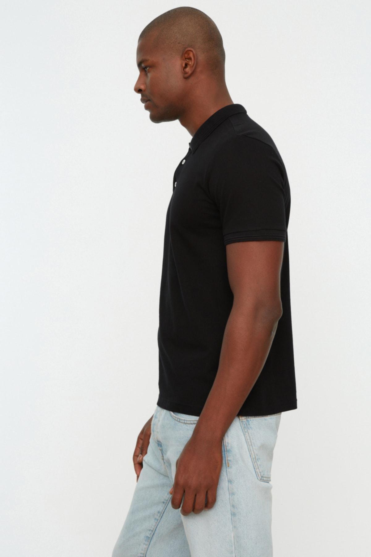 Black Slim Polo T-Shirt, , large image number 2