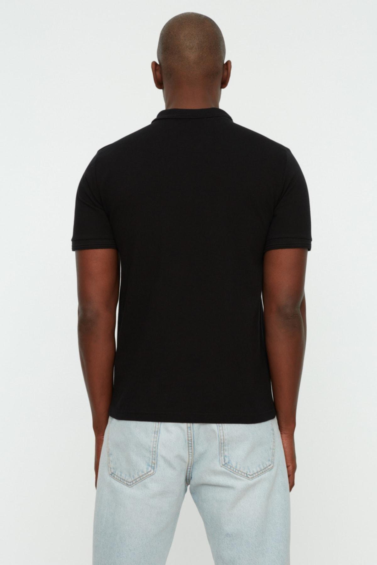 Black Slim Polo T-Shirt, , large image number 3