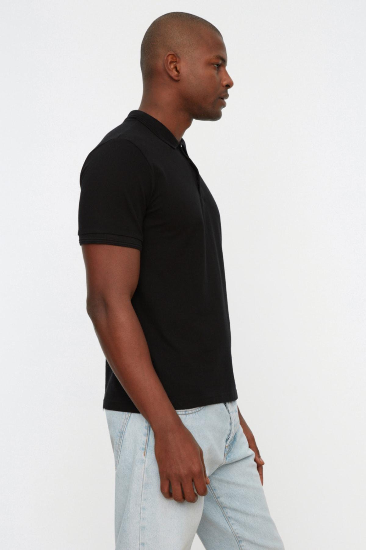 Black Slim Polo T-Shirt, , large image number 4