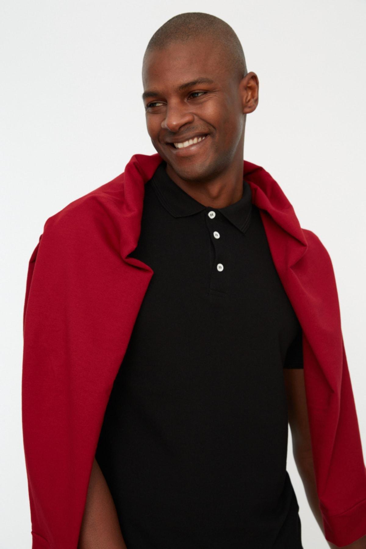 Black Slim Polo T-Shirt, , large image number 6