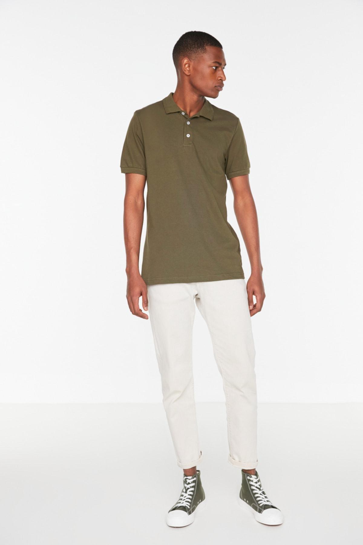 Khaki Slim Polo T-Shirt, , large image number 0