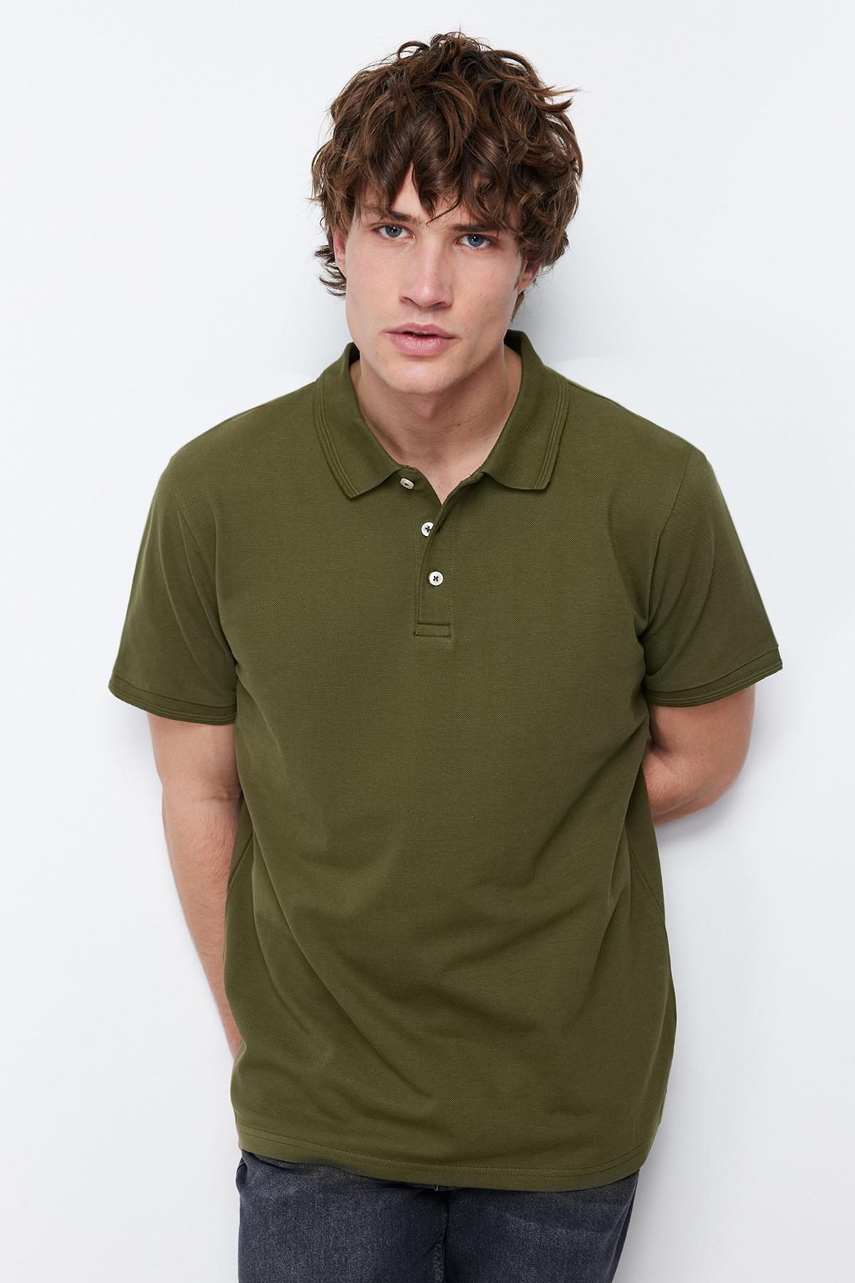 Khaki Slim Polo T-Shirt, , large image number 1