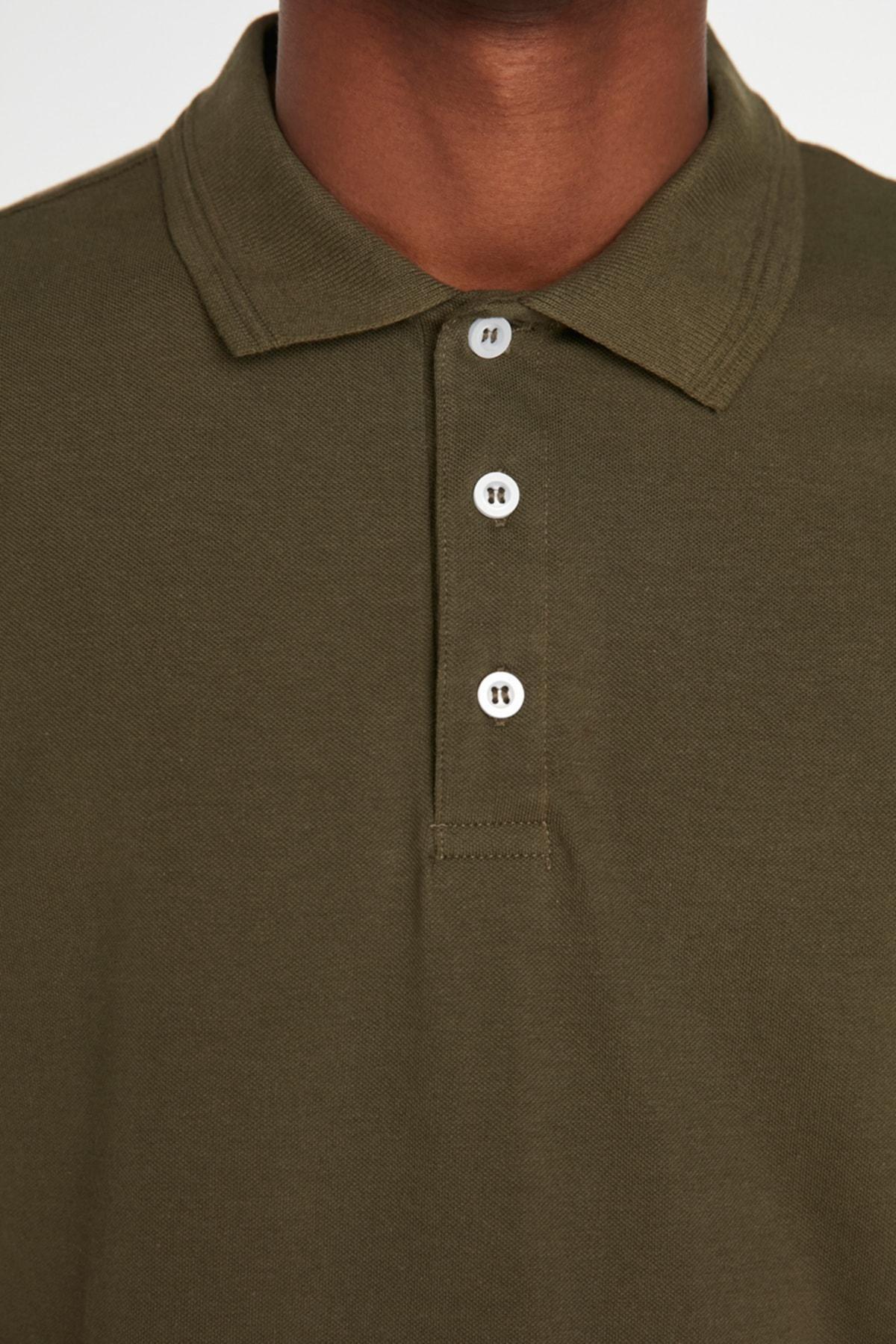 Khaki Slim Polo T-Shirt, , large image number 4