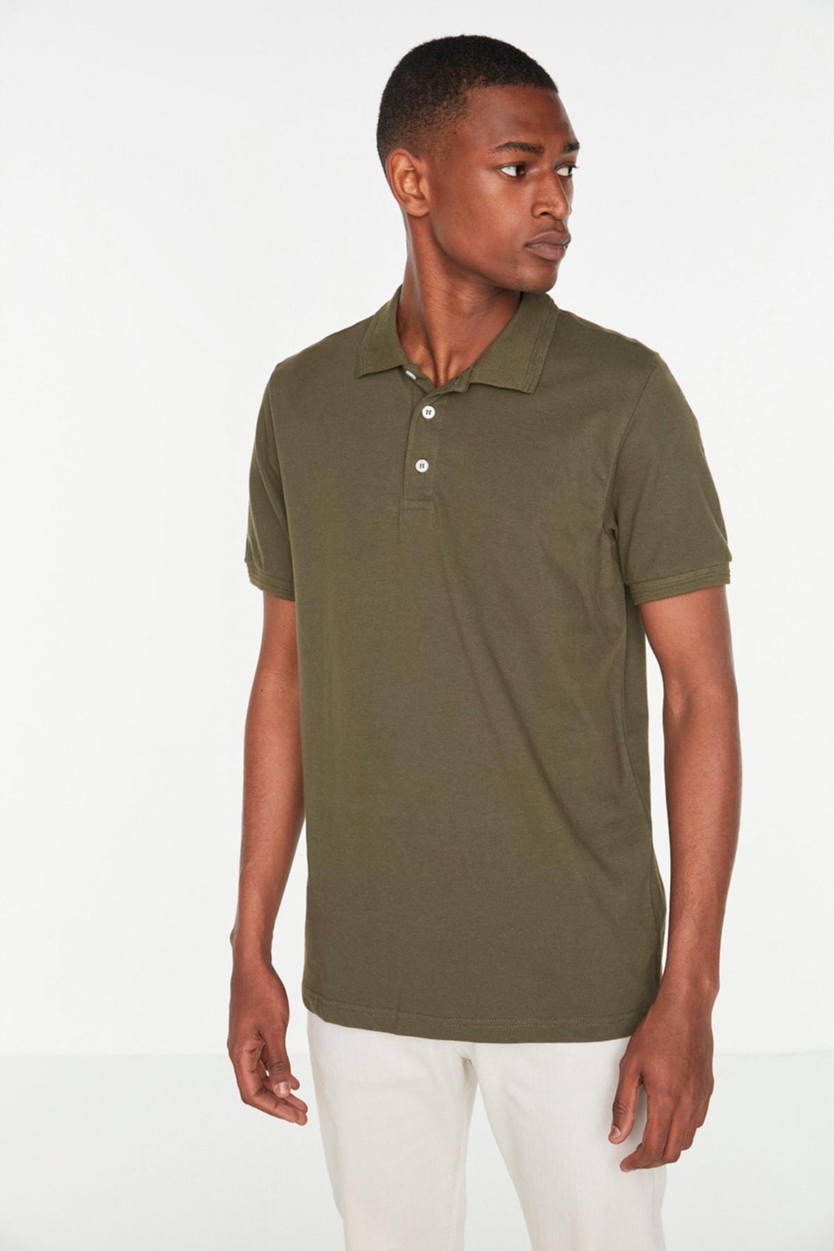 Khaki Slim Polo T-Shirt, , large image number 6