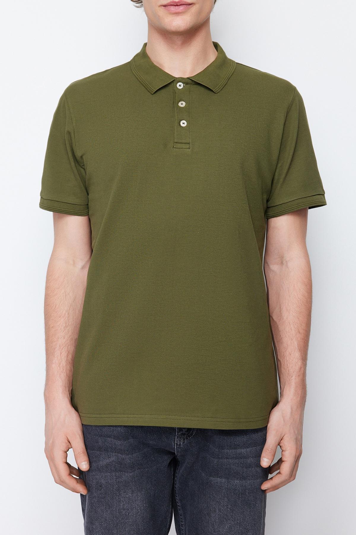 Khaki Slim Polo T-Shirt, , large image number 7