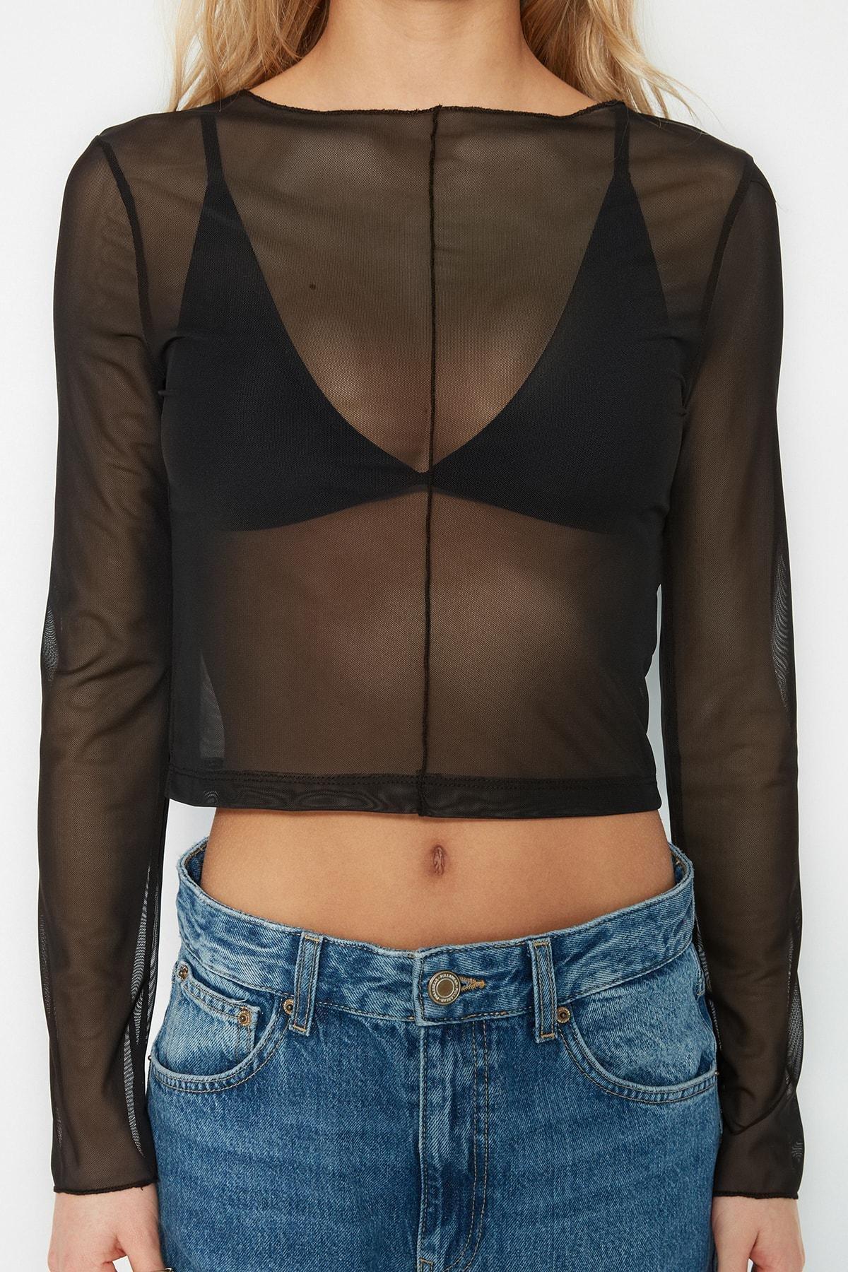 Black Slim Blouse, , large image number 3