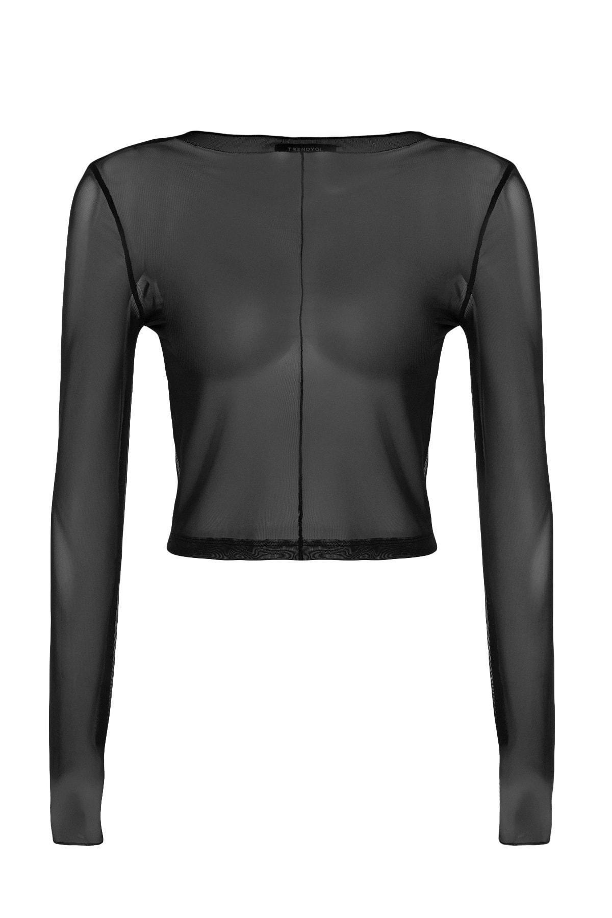 Black Slim Blouse, , large image number 5