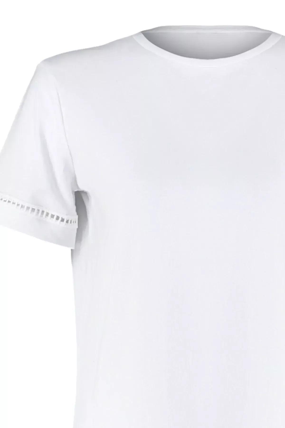 White Crew Neck T-Shirt, White, large image number 6