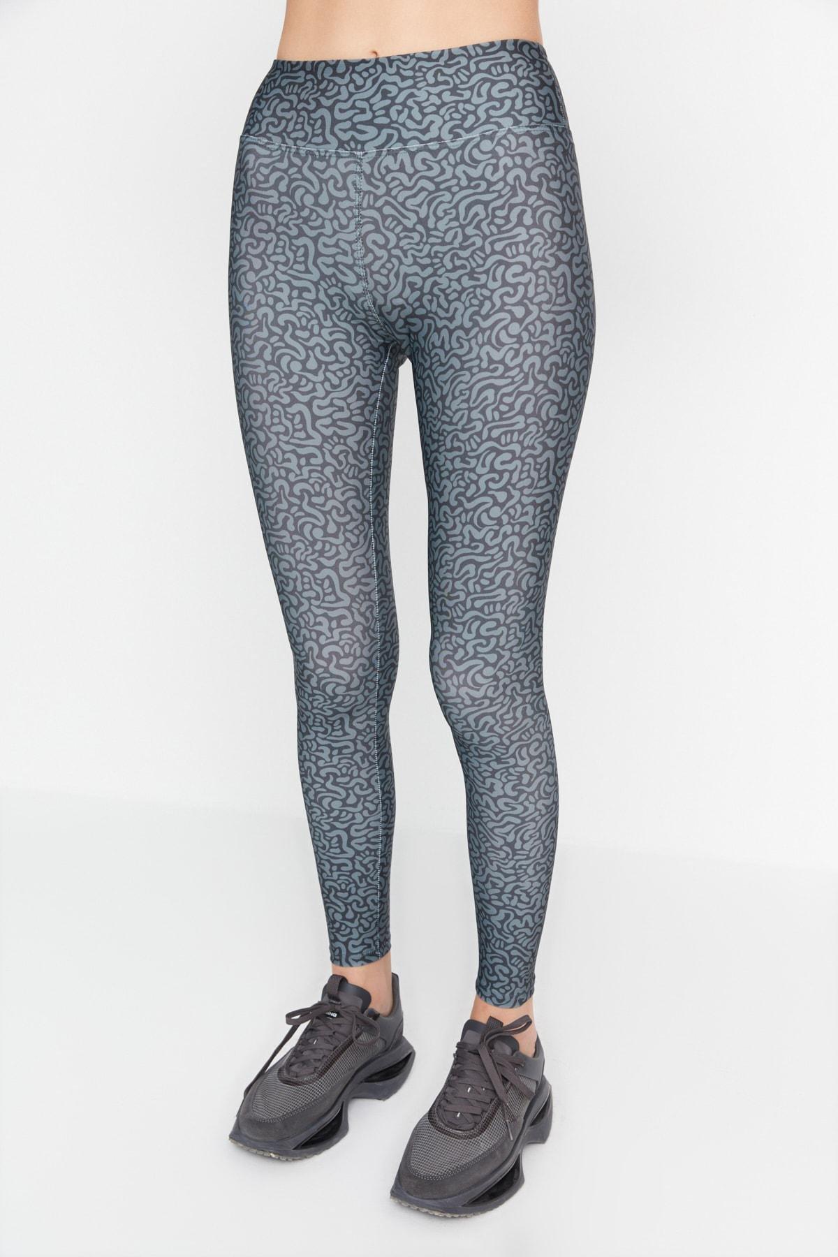 Grey High Waist Skinny Sports Leggings, Gray, large image number 5
