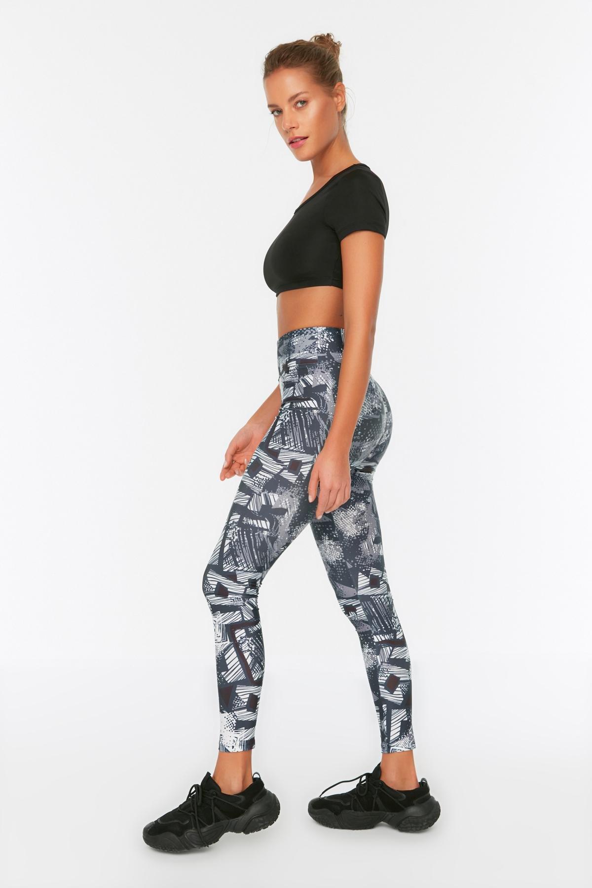 Grey High Waist Skinny Sports Leggings, Gray, large image number 6